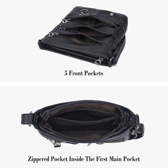 Crossbody Purses for Women Multi Pocket Crossbody Bag Soft Leather Cross Body ba - Picture 3 of 8